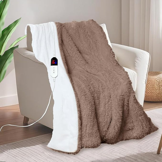 Electric Blanket - Heated Blanket with 6 Heating Levels, 10 Hour Auto Off, Ultra Soft, Overheat Protection, ETL Certified (Brown, 84"X90")