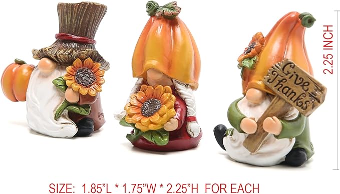 Hodao 3pcs Fall Thanksgiving Pumpkin Gnomes Decorations Handmade Swedish Tomte Elf for Fall Decor Gift - Thanksgiving Party Home Gnomes Decor - Autumn Gifts