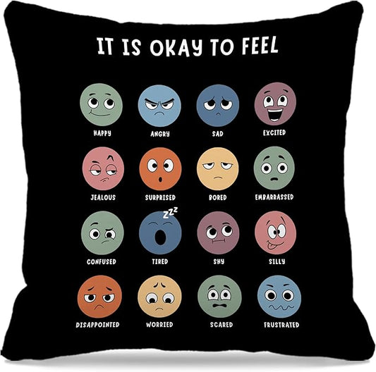 Nogrit Calming Corner Counseling Office Must Haves Throw Pillow Cover, Mental Health Pillowcase Decor for Mental Health Counselor Gifts, Calming Corner Pillow Covers 20x20 Black