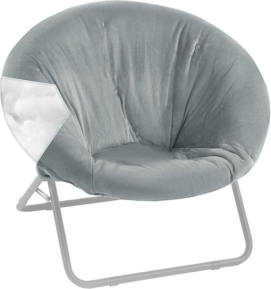 HOMBYS Extra Thick Saucer Chair Cushion Cover for Adults - Furry and Soft Round Moon Chair Cover for Indoor & Outdoor Use, Stretch and Elastic Closure, Removable and Machine Washable, Dark Gray