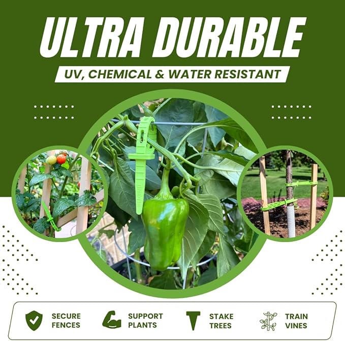 ONE TIE 20-Inch Reusable Zip Ties, Large Cable Management & Cord Organizer Zip Ties for Home, Office, and Industrial Use, Great for Gardening, Weather Resistant, Indoor/Outdoor Use, USA, 10pcs, Green