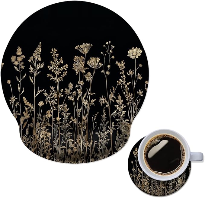 Mouse Pad with Wrist Support, Ergonomic Mouse Pad with Memory Foam Wrist Rest Cushion, Non-Slip Rubber Base Gaming Mice Pad for Home Office Computer Laptop,Wild Floral