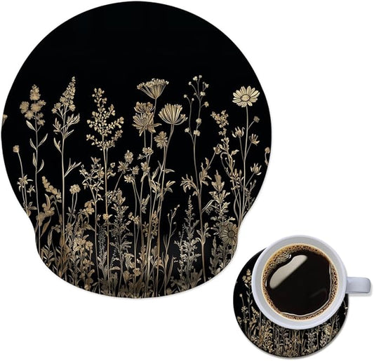 Mouse Pad with Wrist Support, Ergonomic Mouse Pad with Memory Foam Wrist Rest Cushion, Non-Slip Rubber Base Gaming Mice Pad for Home Office Computer Laptop,Wild Floral