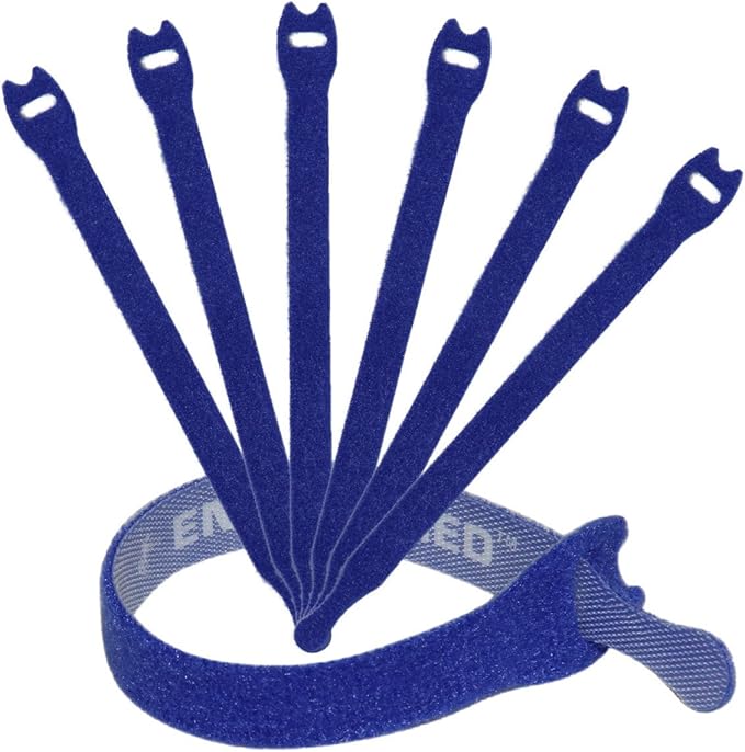 Reusable Cable Ties 1/2" x 8" for Cable Management and Organizing Cords - 30 Pack Bundled with 2 Bonus Cinch Straps (Blue)