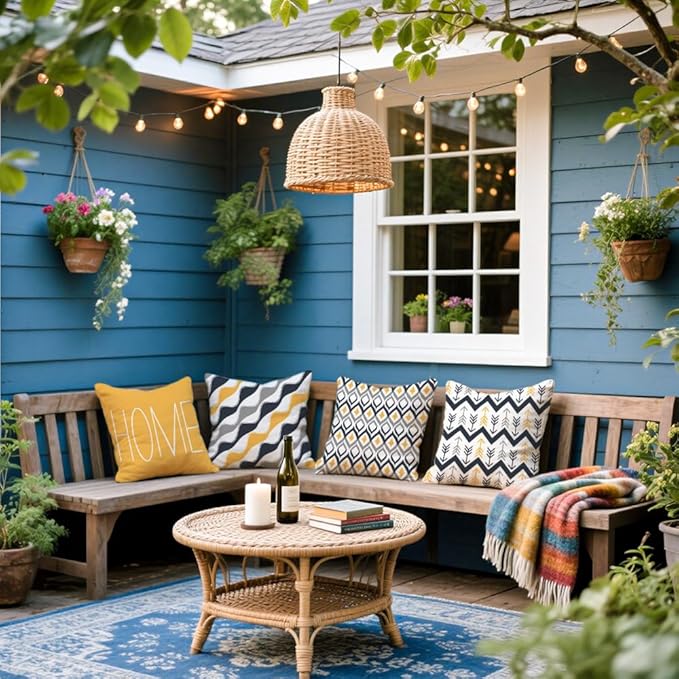 Cirzone Waterproof Outdoor Pillow Covers 18x18 Inch Set of 4 Modern Geometric Pillow Covers for Patio Furniture Garden Sofa
