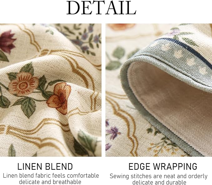 ISAENNE Designer Vintage Elegant Linen Table Runner 71 Inches Long,Colorful Wildflower Pattern Runner,Decor Table Runners for Dining Tables,Thanksgiving,Christmas,Banquet,12"*71"-Serenity B