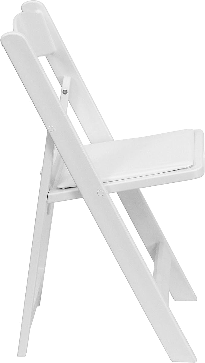 EMMA + OLIVER Folding Chair - White Resin – 2 Pack 800LB Weight Capacity Comfortable Event Chair - Light Weight Folding Chair
