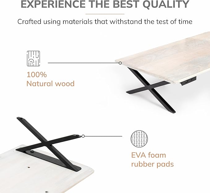 Anji Mountain Monitor Stand - Desktop Organizer & Laptop Riser, Ergonomic Monitor Riser, Space-Saving Monitor Stand for Desk, Durable Construction, Easy Assembly, Ideal for Home & Office,White Wash