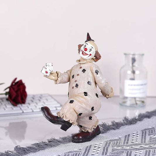orenm Creative Clown Circus Statues,Interesting Home Decor Resin Sculpture,Handmade Crafts Collectible Art Figures Decor Ornament,Christmas,Parties and Events Desktop Decor (Poker)