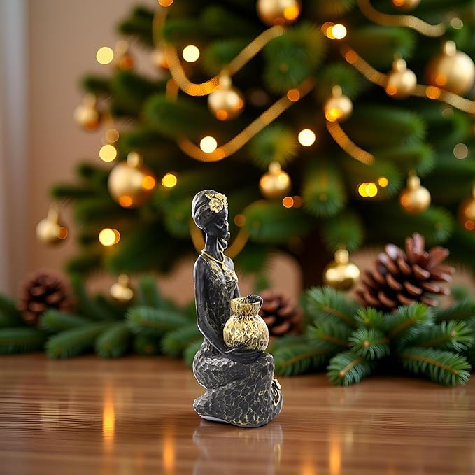 African Lady Statue with African Tribal Totem for Wedding, Church, Festival Decoration - African Decorative Female Statue for Home and Display case Decoration