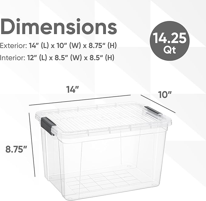 Superio Clear Storage Boxes with Lids, 20 Quart, Deep, BPA Free Plastic Containers, Bins for Organizing, Stackable Crates, Organizer Totes for Home, Office, School, and Dorm