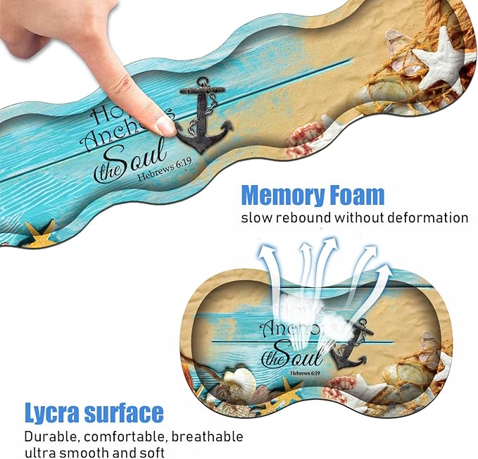 Ergonomic Keyboard Wrist Rest & Mouse Pad Wrist Rest Set, Large XXL Gaming Desk Mat 31.5"x 11.8", Non-Slip Base, Memory Foam, Easy Typing Pain Relief for Office & Home, Bible Verses Hebrews 6:19