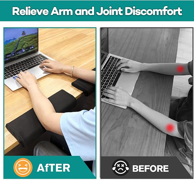 2 PCS Desk Elbow Pad L-Shape Desk Edge Cushion Ergonomic Desk Wrist Pad with High Density Foam Non-Slip Desk Arm Rest Pad for Offices Studios Gaming