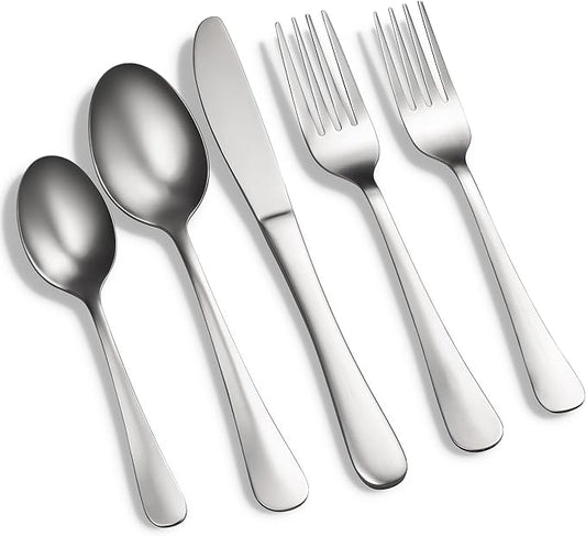 Godinger Silverware Set, Flatware Set, Matte Finish Stainless Steel Cutlery Silverware Flatware Sets, 20 Piece Set, Service for 4