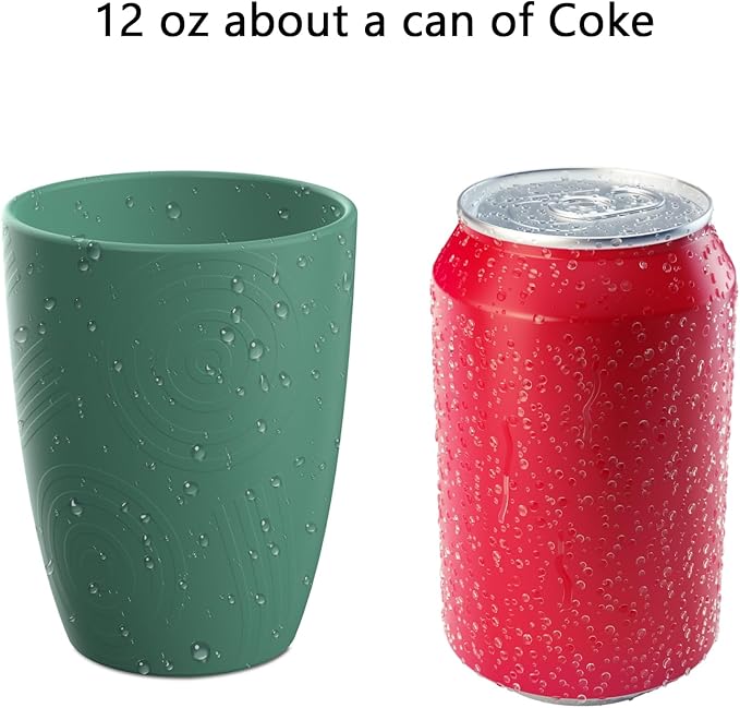 Homienly Wheat Straw Cups Plastic Cups Unbreakable Drinking Cup Reusable Dishwasher Safe Water Glasses (12 OZ Forest Series)