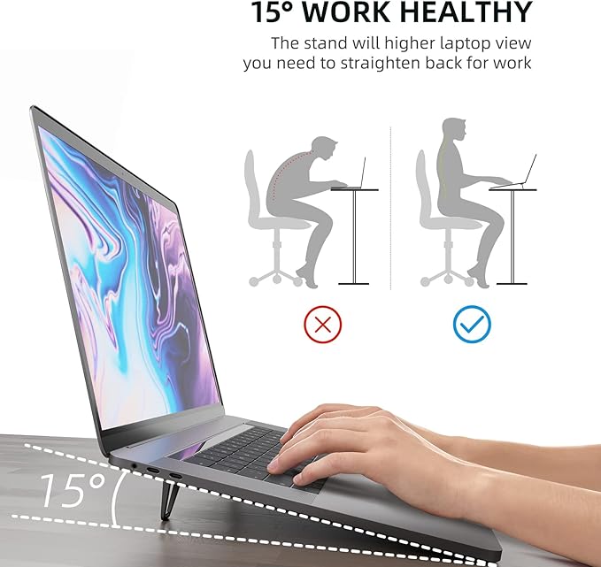 Laptop Stand for Desk, Portable Anti-Slip Keyboard Riser, Zinc Alloy Keyboard Stands, Computer Stand Compatible with MacBook Air/Pro, 10-15.6 Inches Laptops and Keyboards (Black)