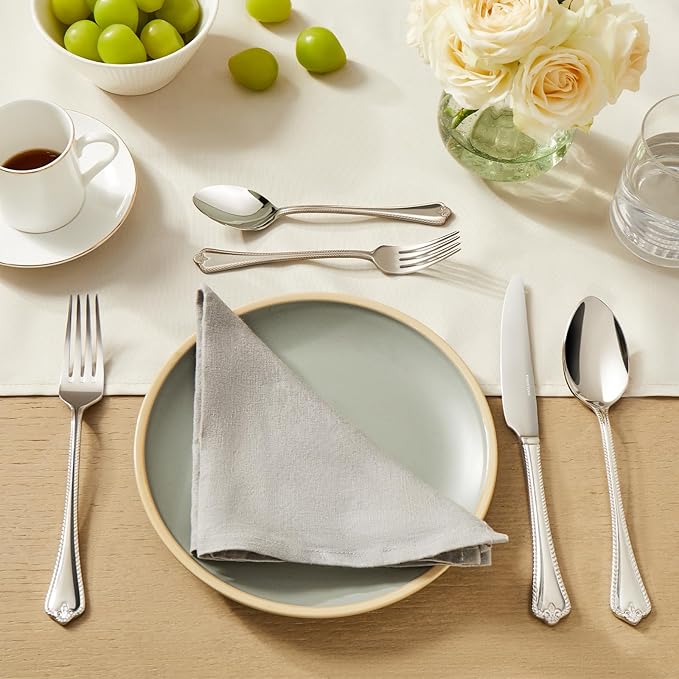 KINGSTONE Silverware Set, 60-piece 18/10 Stainless Steel Flatware Set Cutlery Set for 12, for Kitchen, Home, Wedding, Party, Mirror Polished and Dishwasher Safe, Featured Gifts