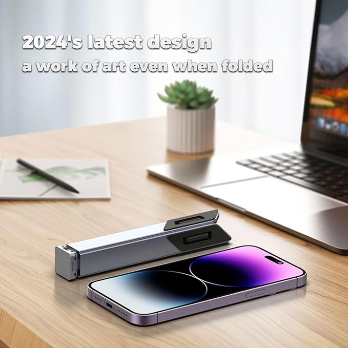 ZenRich Foldable Laptop Stand, Ergonomic Aluminum Laptop Holder Riser with 6-Levels Height Adjustment, Fits with MacBook Air, MacBook Pro, iPad, HP, Dell, Lenovo (Up to 17.3'')