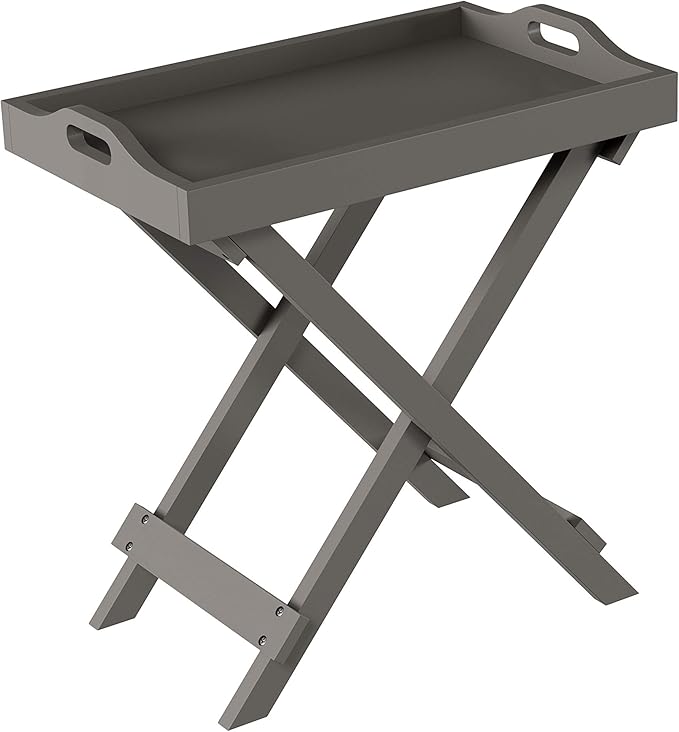 Folding TV Tray Table - Contemporary Side Table with Removable Tray Top for Food Serving, Decor, or Meals - Portable End Furniture for Living Room, Bedroom, or Home Office by Lavish Home (Gray)