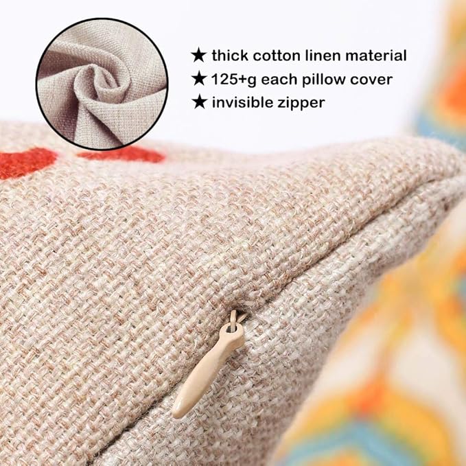 TRENDIN Pumpkin Pillow Cover 18X18 for Couch Fall Decorations for Home Square Linen Cushion Case Sofa Home Thanksgiving Decor Vintage PL1076TR