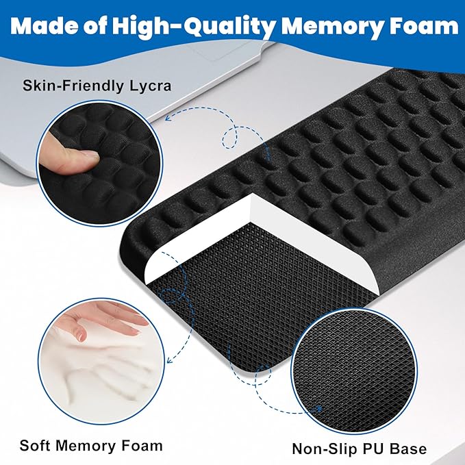 Arm Rest for Desk, L-Shaped Memory Foam Elbow Pads with Non-Slip Base, 2-Piece Ergonomic Desk Edge Cushion & Wrist Rest for Computer Keyboard, Office and Home Use
