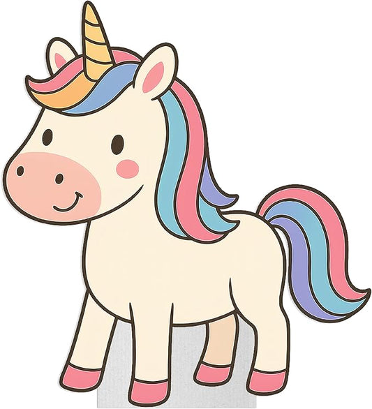 Unicorn - Cartoon Life Size Standee - 5FT Freestanding Coroplast Cutouts | Fantasy Animal Standup Photo Booths, Birthday & Halloween Decorations