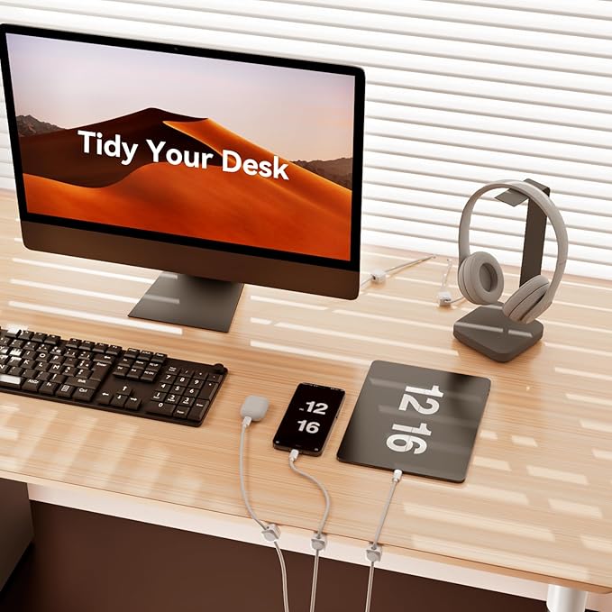 8 Pack Cord Organizer Holder, Rotatable Cable Clips, Spring Cord Holder for Nightstand Adhesive Cable Organizer, Cable Management Clips Charging Cord Organizer for Desk Office Car Wall