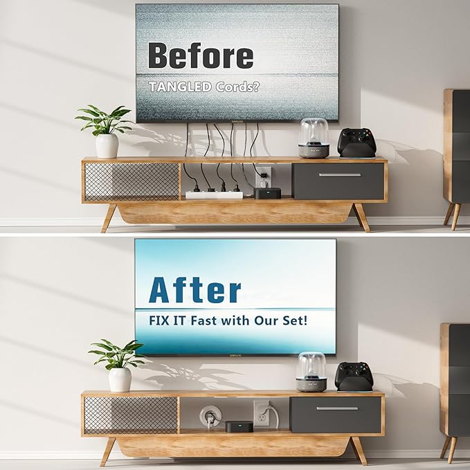 in Wall Cable Management Kit, Power & Low Voltage Wire Organizer with Hole Saw Drill for Easy TV Wall Mounting, TV Cord Hider for Wall & Clean Look