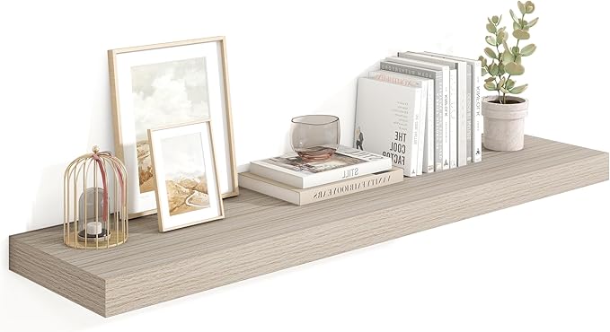 Heimlove 48" Floating Shelves for Wall,10 Grey Deep Rustic Wood Display & Storage Wall Shelves with Heavy Duty Brackets for Bathroom,Bedroom,Kitchen,Living Room,Office