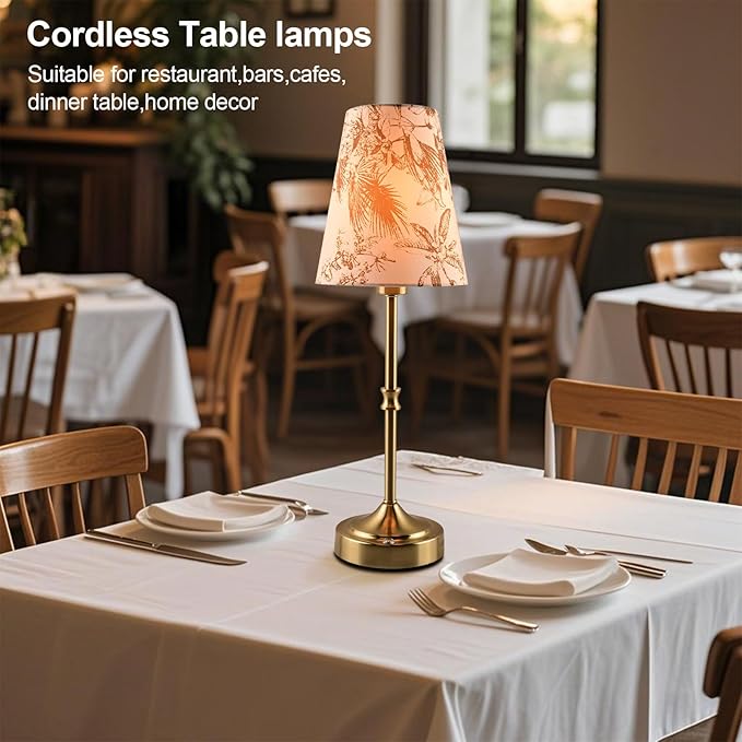 Cordless Table Lamp,5200mAh Rechargeable Battery Operated Lamp,3-Level Brightness Dimmable, Mid Century Modern Metal Ambient Lamps, Vintage Gold Lamps for Bedside, Retro Farmhouse Lamp