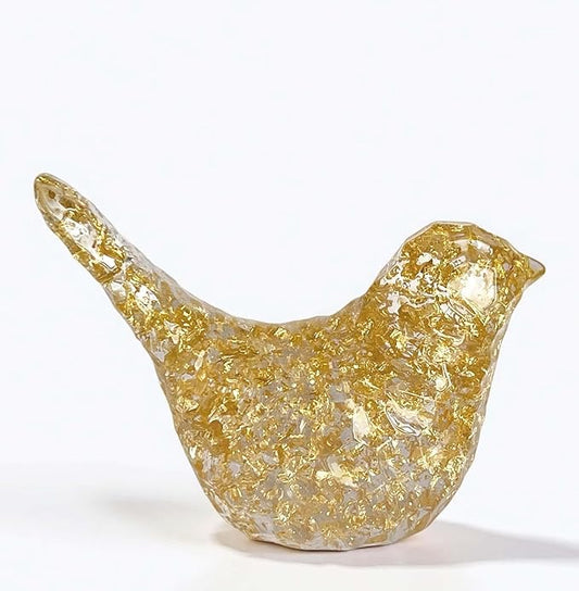 Goldfoil Glitter Bird Figurines Staue Home Decor Accents,Hammered Sculpture Gifts for Bird Lovers,Knick Knacks for Shelves Bookshelf Office