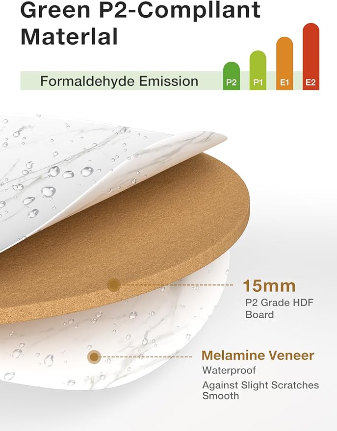 Nesting Coffee Table Set of 2, Round Table, Morden End Side Table Night Stand for Bedroom Dining Room (Marble White)