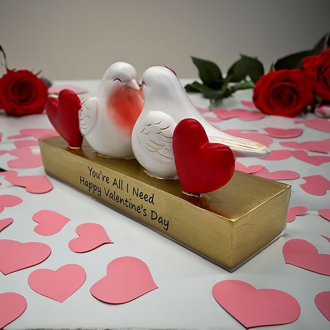 Love Birds Figurine Resin Art Decorative Statue for Home Decor, Valentine's Day Gift for Wife Girlfriend Husband - Romantic Valentine's Day Gift for Your Spouse - 2 Birds Love Decor