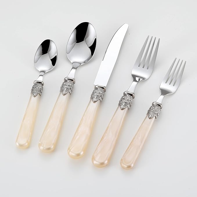 REVERIE Collection 18/10 Stainless Steel Vintage Flatware set,Sliverware set,Dishwasher safe (30, Champagne)