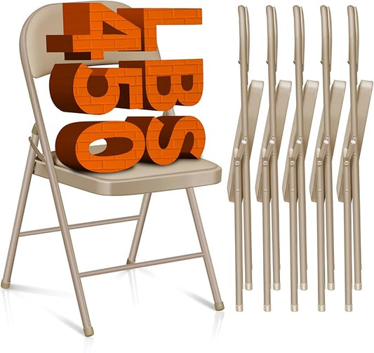 6 Pack Folding Chairs with Cushion – Padded Memory Foam Seating Khaki Space-Saving Foldable Chairs for Indoor Outdoor Weddings, Parties, Backyard & Office Events (Khaki, 6 Pack)