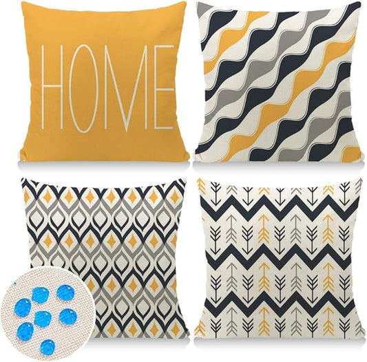 Cirzone Waterproof Outdoor Pillow Covers 18x18 Inch Set of 4 Modern Geometric Pillow Covers for Patio Furniture Garden Sofa