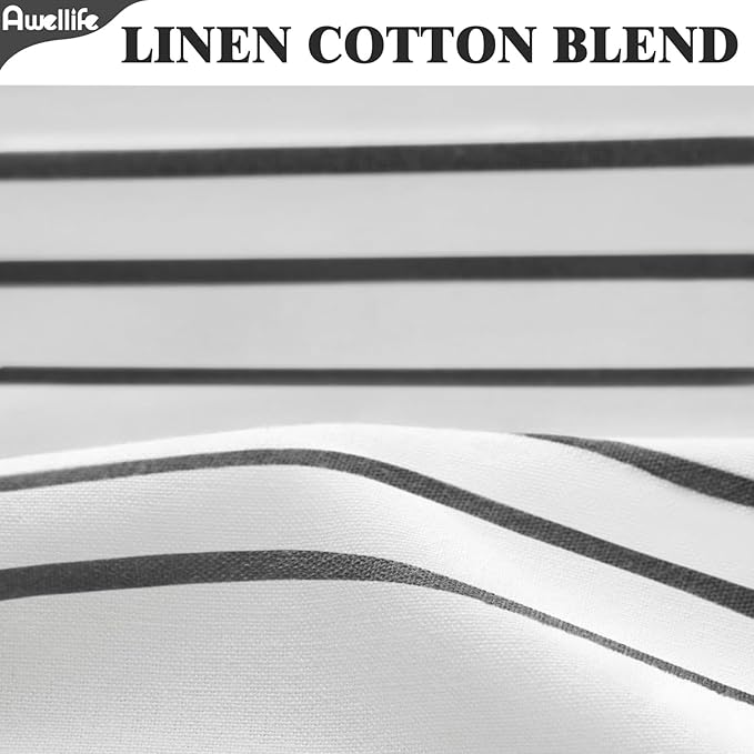 Awellife Black and White Boho Shower Curtain for Bathroom Stripe Tassel Shower Curtain Farmhouse Cotton 96" L x 72" W