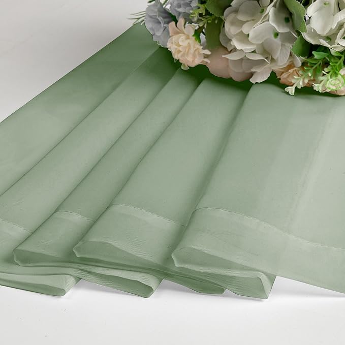 Aiyufeng Sage Green Sheer Curtains 90 Inches Long, Light Filtering Rod Pocket Solid Color Window Sheer Curtain Panels, Elegant Curtains & Drapes for Living Room, Bedroom 2 Panels (Sage, 59" W x 90" L)