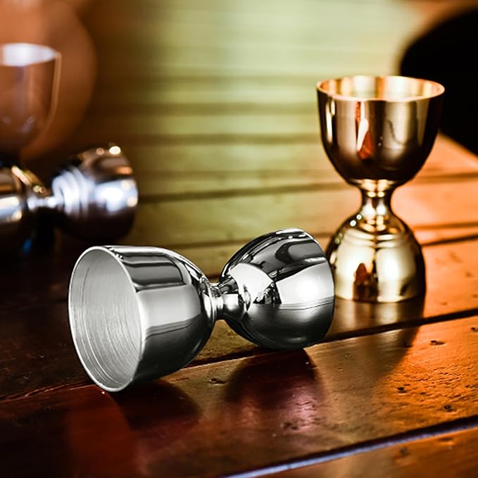Homestia Premium Bell Jigger, with Measurements Inside 2 oz 1 oz, Shot Measure Double Jigger, Bar Jigger Liquor Alcohol Measuring for Bartending, Stainless Steel Bartender Jiggers with Pourer