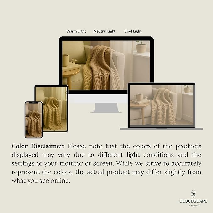 Cloud Scape Linen 100% 8-Layer Cotton Muslin Blanket Queen Size,Lightweight All Season Blanket for Bed, Oversized Cotton Blankets, fits Full Size Bed, 92x92, Beige Fog