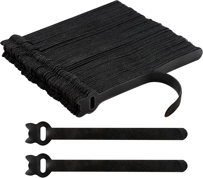 FOURGUN Reusable Cable Ties 100 Pack 6 In Heavy Duty Adjustable Hook Loop Cord Straps Multi-Purpose Wire Organizer Cable Management Ideal for Home Office Data Centers Indoor/Outdoor Wire Bundling