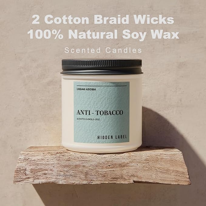 Hidden Label Anti Tobacco Fall Candls, 12oz 2 Wick Non Toxic Candles for Home Scented, Natural Soy Wax Clean Burning Aromatherapy Candle, 70H Long Lasting for Stress Relief & Relaxation Gifts