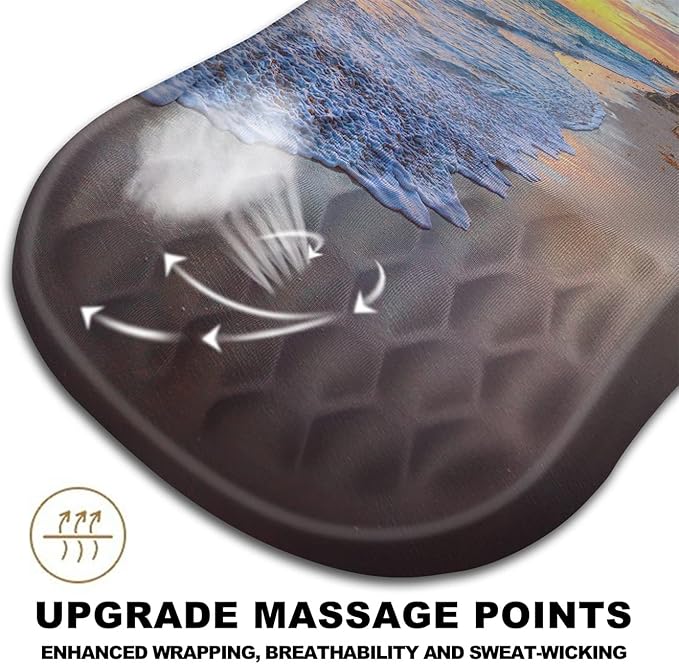 Mouse Pad Wrist Support, Ergonomic Mouse Pad with Massage Dot, Comfortable Computer Mouse Pad for Laptop, Wrist Rest Pain Relief Mousepad with Non-Slip PU Base for Office & Home, 12 x 8 in