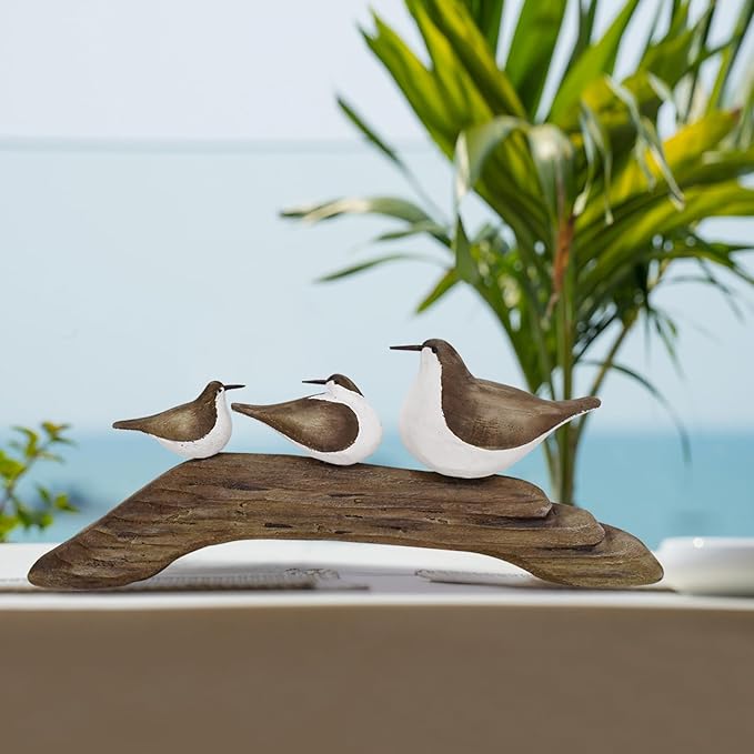 K KILIPES Beach Coastal Wood Seabird Figurine Home Office Table Desk Decor Sea Bird Sculpture Statue for Tabletop Shelf Nautical Bathroom Decoration Ornament Gift