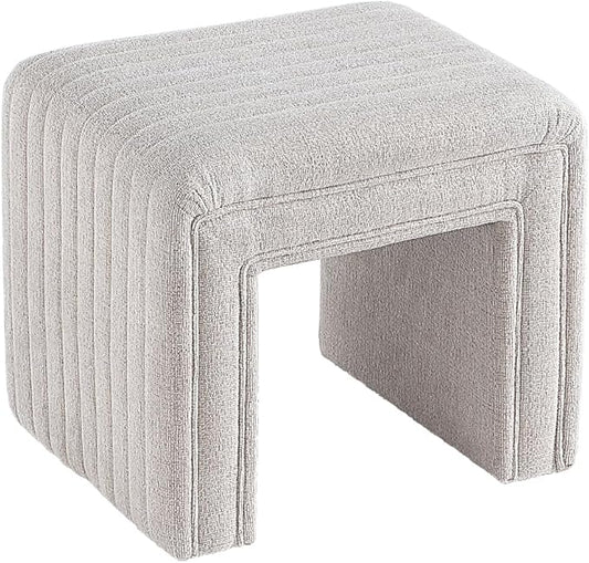 Get Set Style Vanity Stool Chair,Modern Ottoman Foot Stool with Wooden Legs Sofa Bench Footstool Extra Seat for Vanity,Makeup Room,Living Room,Entryway,Office (Fully Assembled)