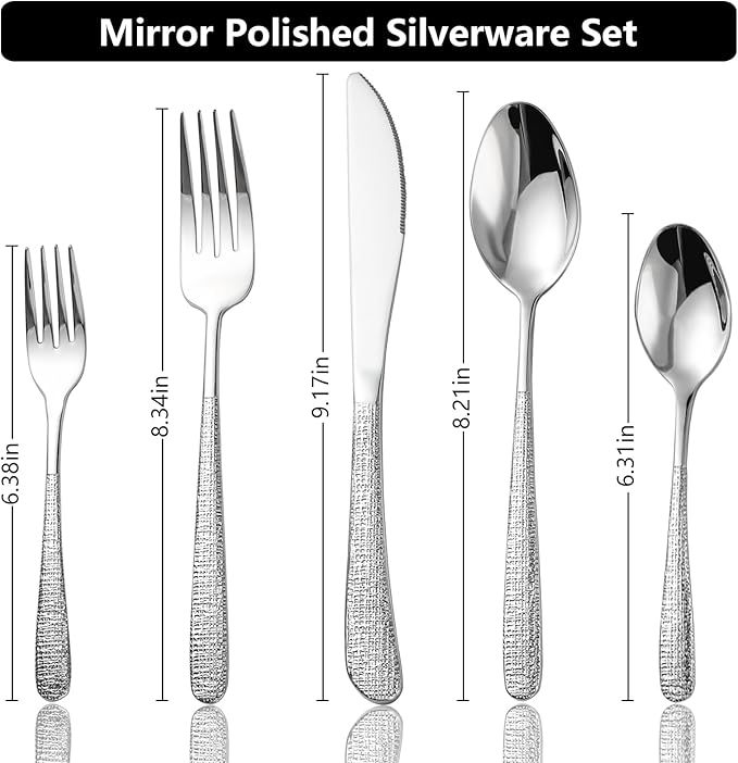 20-Piece Silverware Set Stainless Steel Flatware Set for 4 kitchen Utensils Cutlery Set Includes Knives Forks Spoons For Kitchen Home Hotel