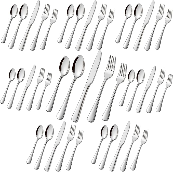 Stainless Steel Flatware Set Forks Knives and Spoons Set For Home and Restaurant Kitchen Cutlery Set Rust Resistant Utensil Sets (80, Silver)
