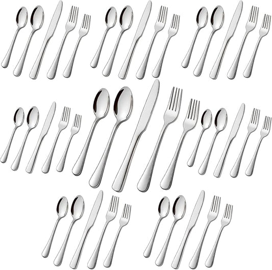 Stainless Steel Flatware Set Forks Knives and Spoons Set For Home and Restaurant Kitchen Cutlery Set Rust Resistant Utensil Sets (80, Silver)