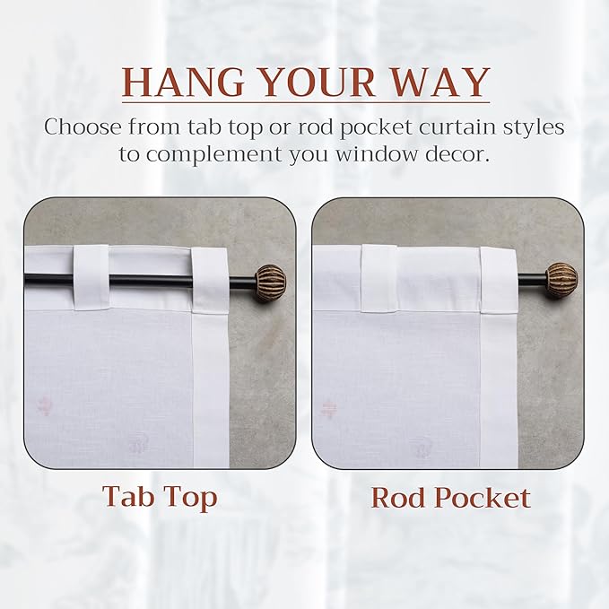 Maison d'Hermine Curtains for Living Room 100% Cotton 96 inch Length Two Panels Window Toile Curtains for Bedroom with Loop & Rod Pockets, Gifts for Mothers Day (Summer Whisper, 50" W x 96" L)