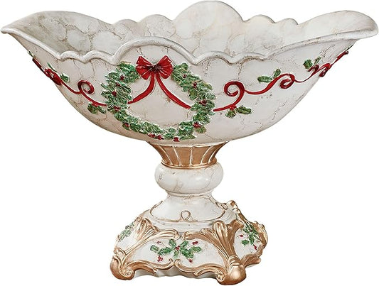 Touch of Class Holly Delight Christmas Decorative Centerpiece Bowl Red